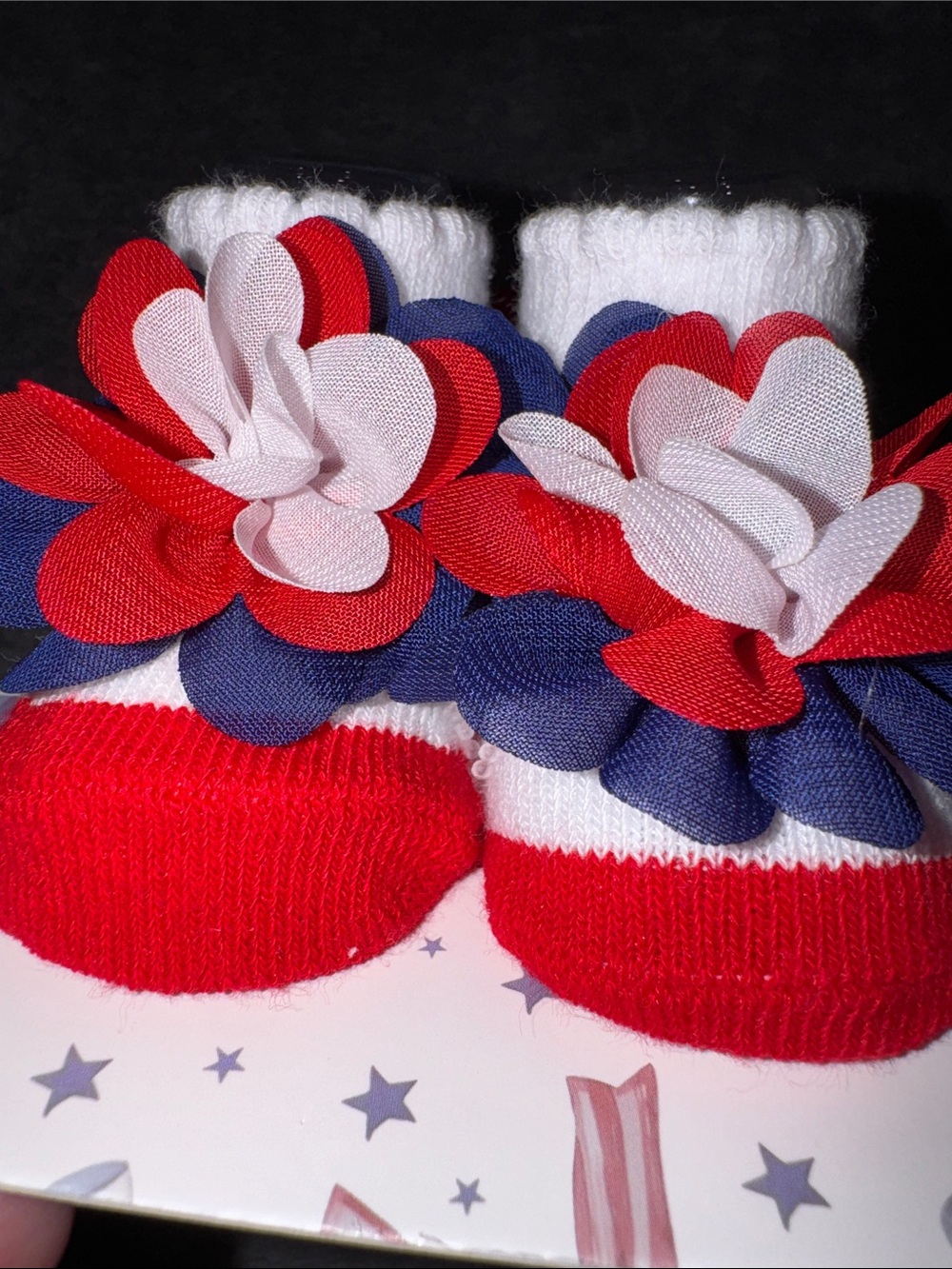 Stepping Stones- Baby Girls Red White & Blue Headwrap & Socks Set 0-12M - Picture 6 of 9